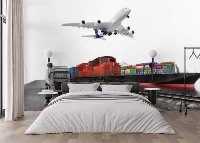 Worldwide shipping and transportation concept 3D illustration isolated on white background. Wall mural