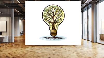 Light bulb and tree. Eco light. Save energy. Vector illustration design. Wall mural