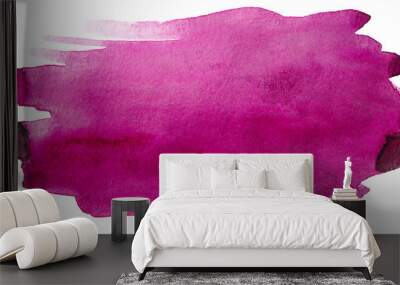 Magenta blot spot watercolor hand-drawn on white background isolated Wall mural