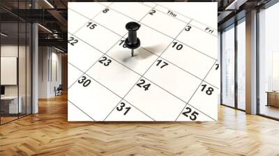 Pushpin stuck into calendar, event reminder Wall mural