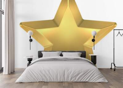 Gold Star on white background Wall mural