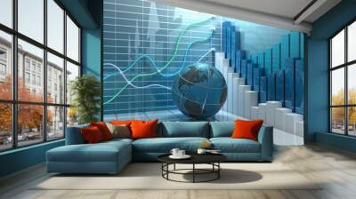 Stock market abstract background Wall mural