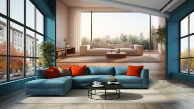 modern bright interiors apartment Living room Wall mural