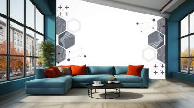 Modern science or technology abstract background using hexagonal shapes. Wireframe spot surface illustration. Vector. Wall mural