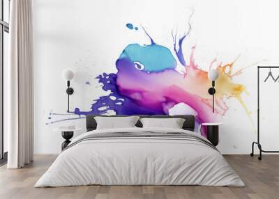 Multicolored spot of watercolor paint. Generative AI Wall mural