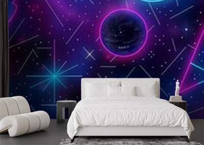 Neon Wall Art for Modern Interior Decoration Generative AI Wall mural