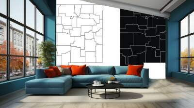 New Mexico state map of regions districts vector black on white and outline Wall mural