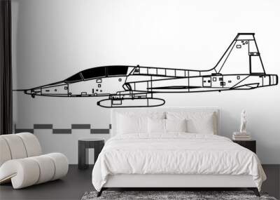 Northrop T-38 Talon. Vector drawing of advanced trainer aircraft. Side view. Image for illustration and infographics. Wall mural