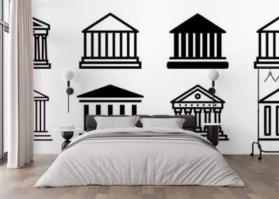 Palaces old buildings with columns vector icons set Wall mural