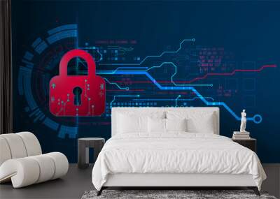 Personal data security Illustrates cyber data or information privacy idea. Color abstract  internet technology. Wall mural