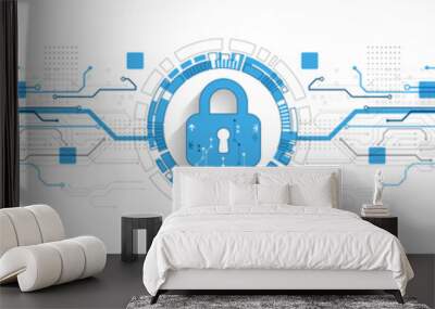 Personal data security Illustrates cyber data or information privacy idea. Color abstract  internet technology. Wall mural