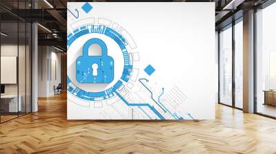 Personal data security Illustrates cyber data or information privacy idea. Color abstract  internet technology. Wall mural