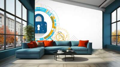 Personal data security Illustrates cyber data or information privacy idea. Color abstract  internet technology. Wall mural