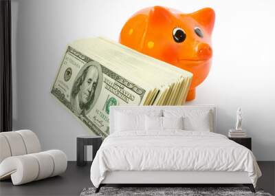 piggy bank with money Wall mural