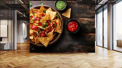 pizza on a wooden board Wall mural