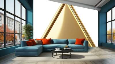 Polished golden triangle shape isolated on transparent background with a sleek, reflective surface.
 Wall mural