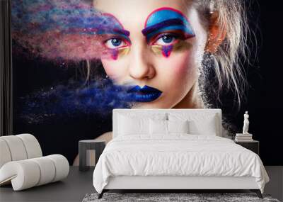 Portrait Fashion Model Woman Creative Make Up, Studio Photo, Effect. Wall mural