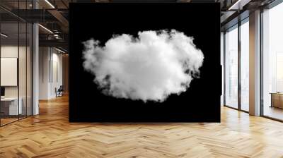 White cloud isolated on black background. Black and white template Wall mural