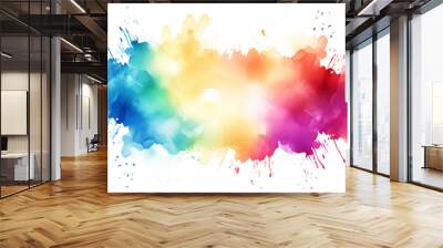 Rainbow color watercolor stain Wall mural