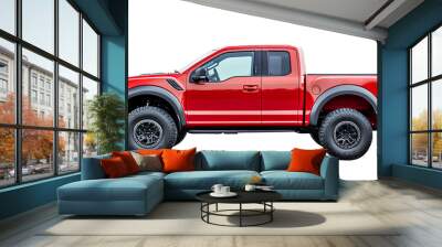 Red Off-Road Pickup Truck - High-Resolution Image of a Rugged Vehicle Wall mural