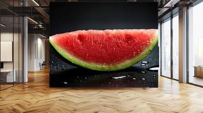 Refreshing Watermelon Poster: A Juicy Slice on a Sleek Black Backdrop, Perfect for Sports Interiors – Celebrating Freshness and Hydration! Wall mural