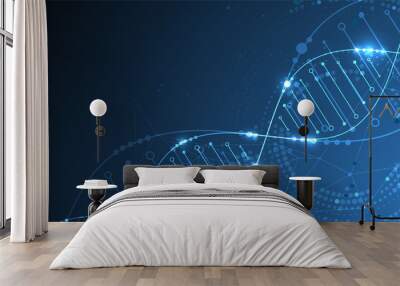 Science template, wallpaper or banner with a DNA molecules. Vector illustration. Wall mural