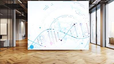 Science template, wallpaper or banner with a DNA molecules. Vector illustration Wall mural