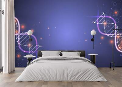 Science template, wallpaper or banner with a DNA molecules. Wall mural