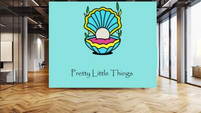 Shell with a Pearl illustration Logo Wall mural