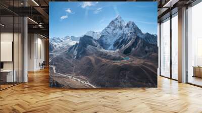 Panoramic view of  great Himalayan range.  Mount Ama Dablam in the middle. Nepal, Everest area. Wall mural