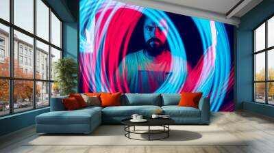 bearded man on abstract colourful foreground Wall mural