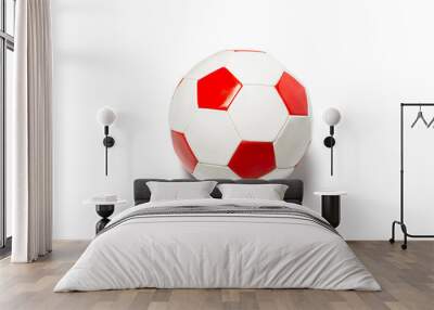 Soccer ball on a light isolated background. Concept game for children, football, physical development. Flat lay, top view Wall mural