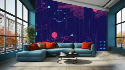 Square pattern. Wireframe background. Futuristic vector illustration. Wall mural