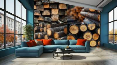 stack of firewood Wall mural