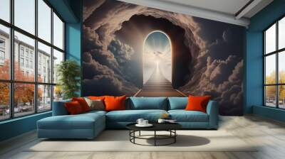 Stairway to heaven. Religion and death concept Wall mural