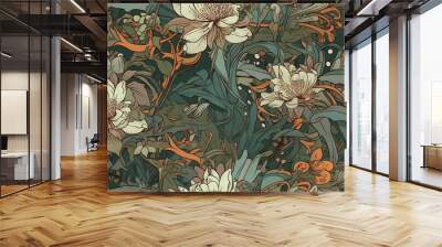 style Exotic floral pattern wallpaper texture seamless modern style Wall mural