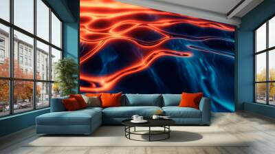 sunrise seascape beautiful waves, blue and orange sea water. Top view close up. Sea aerial view, amazing tropical nature background.  Wall mural