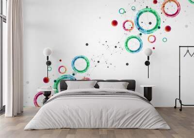 Technical background with plexus effect and made of techno circles. Wall mural