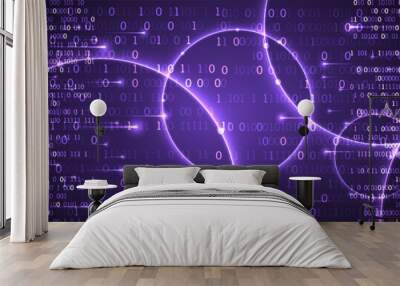 Technology background. Big data concept. Binary computer code.  Vector illustration. Wall mural