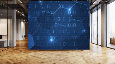 Technology background. Big data concept. Binary computer code.  Vector illustration. Wall mural