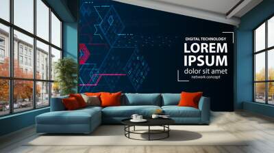 Technology background. Binary computer code.  Vector illustration. Wall mural