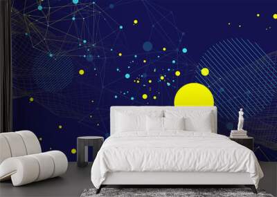 Template for science and technology presentation. Plexus style background. Wall mural