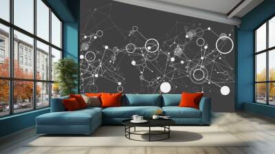 Template for science and technology presentation. Plexus style background. Wall mural