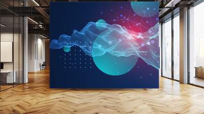 The abstract wave is made in a frame style in a bright gradient color. Template for science and technology presentation. Wall mural