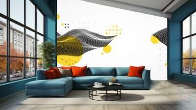 The abstract wave is made in a frame style in a bright gradient color. Template for science and technology presentation. Wall mural