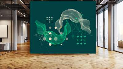 The abstract wave is made in a frame style. Template for science and technology presentation. Hand drawn vector art. Wall mural