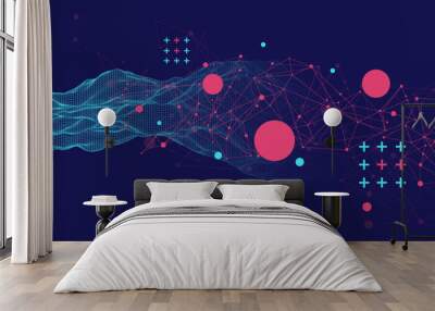 The abstract wave is made in a frame style. Template for science and technology presentation. Wall mural