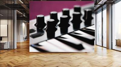 Close up image midi electronic musical keyboard, modern device, horizontal image selective focus, no people Wall mural