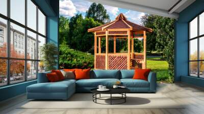 Outdoor wooden gazebo Wall mural