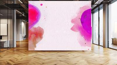 Two watercolor hearts over panoramic background Wall mural